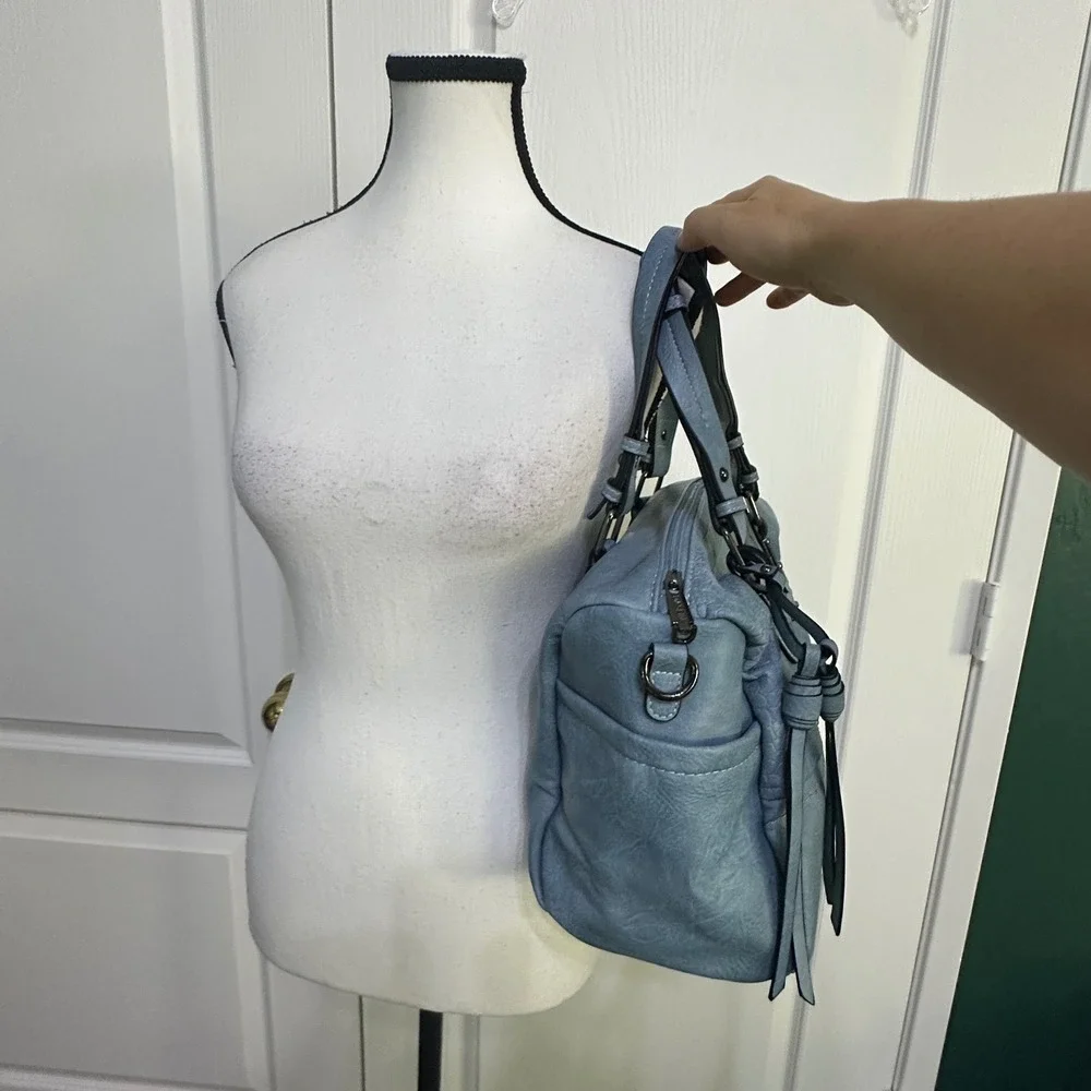 Dasein Satchel Bag Studded Croc Patchwork Handbag Crossbody Blue Office Boho Y2K